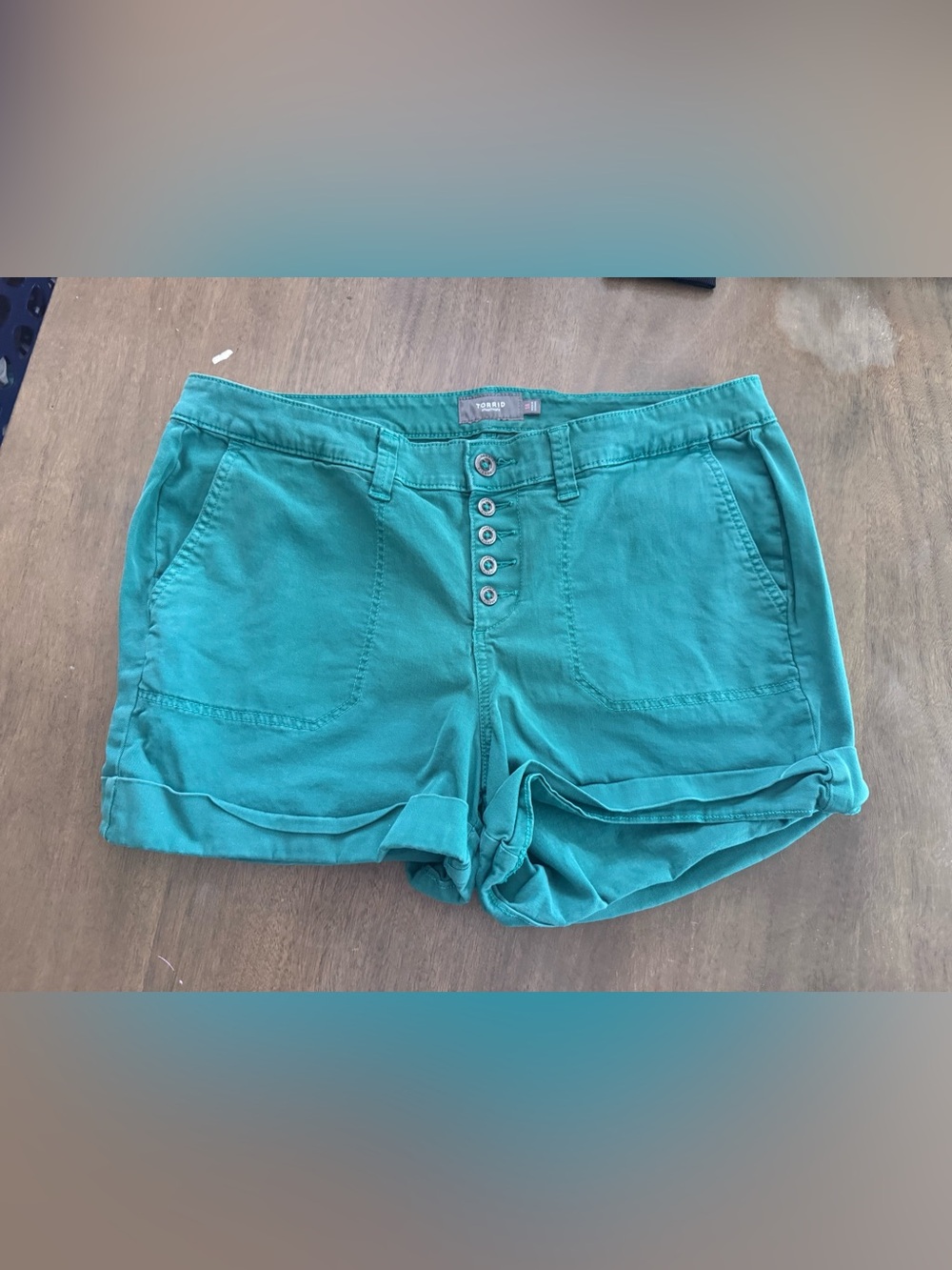 torrid Teal Button-Fly Women's Jean Shorts